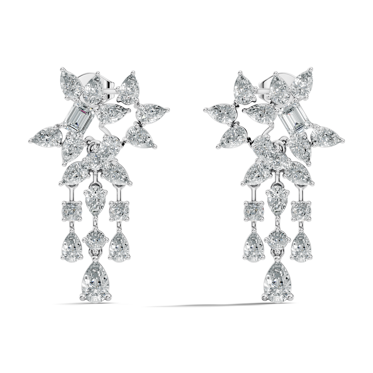 3.42 Carat Lab-Grown Pear & Round Diamond Cluster Earrings for Women Perfect Party Wear