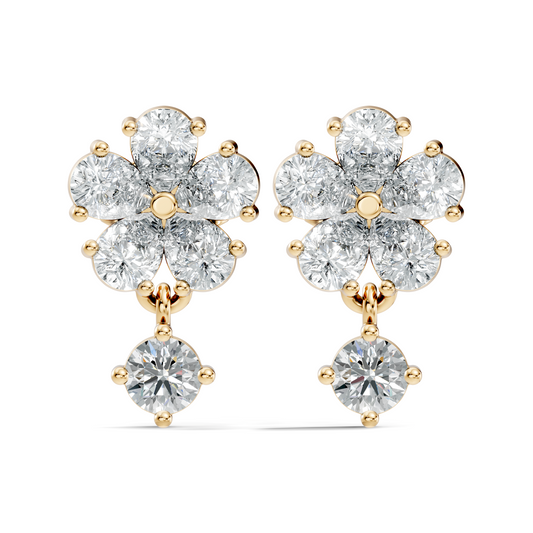 2.44 Ct Round & Pear Shape Lab Grown Diamond New Vintage Elegance Studs Diamond Earring For her