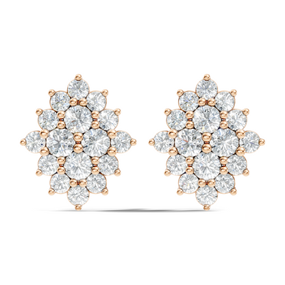 Lab Grown & Natural 10k solid Rose Gold Round Shape Diamond Daily Wear Stunning Studs Diamond Earrings For Women