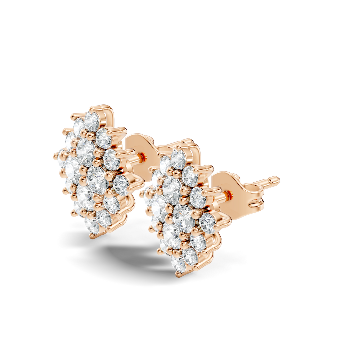 Lab Grown & Natural 10k solid Rose Gold Round Shape Diamond Daily Wear Stunning Studs Diamond Earrings For Women