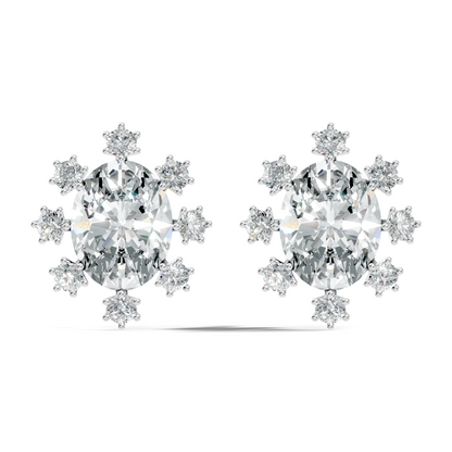 Oval & Round Shapes 4.51 Ct Lab Grown Diamond Esthetic New Style Studs Diamond Earrings For Women