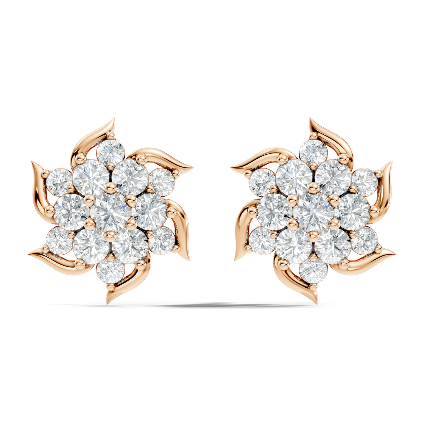 Round Shape 1.24 Ct Lab Grown & Natural Diamond 14k Solid Gold Elegance Vintage Engagement Earring For Women