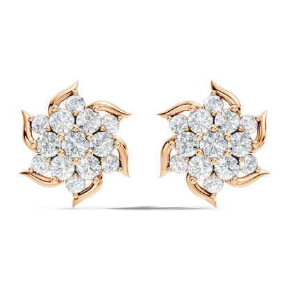 Round Shape 1.24 Ct Lab Grown & Natural Diamond 14k Solid Gold Elegance Vintage Engagement Earring For Women