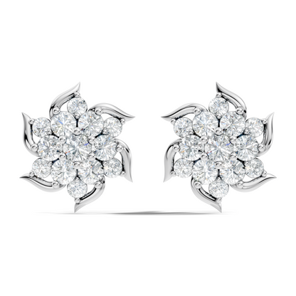 Round Shape 1.24 Ct Lab Grown & Natural Diamond 14k Solid Gold Elegance Vintage Engagement Earring For Women