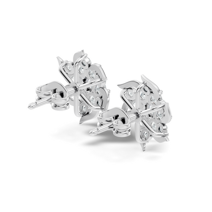 Round Shape 1.24 Ct Lab Grown & Natural Diamond 14k Solid Gold Elegance Vintage Engagement Earring For Women