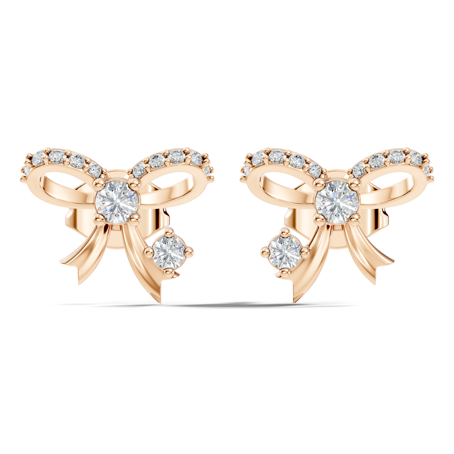Elegance Round Shape Natural & Lab Grown Diamond Dazzling  Copy Ribbon Type Girl Diamond Earring