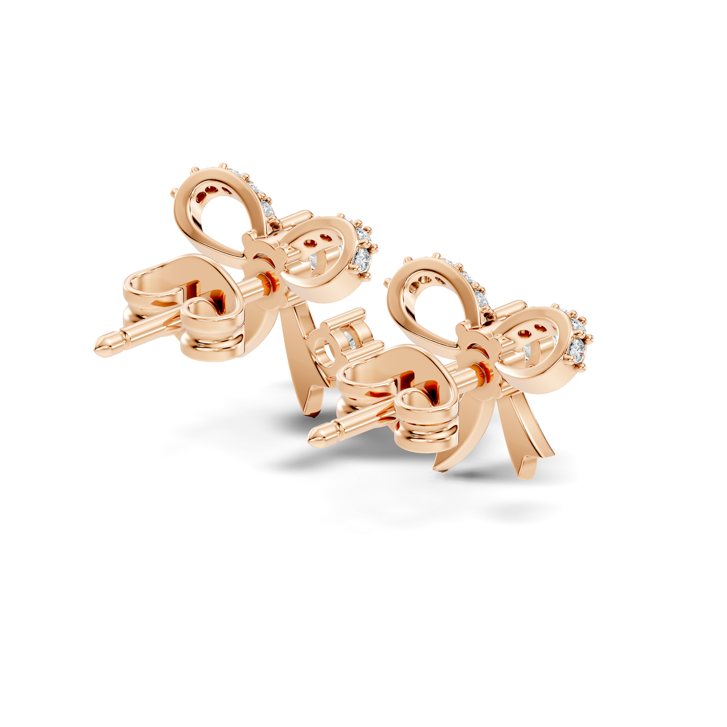 Elegance Round Shape Natural & Lab Grown Diamond Dazzling  Copy Ribbon Type Girl Diamond Earring