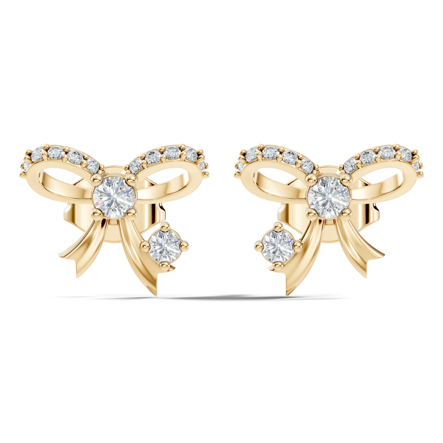 Elegance Round Shape Natural & Lab Grown Diamond Dazzling  Copy Ribbon Type Girl Diamond Earring