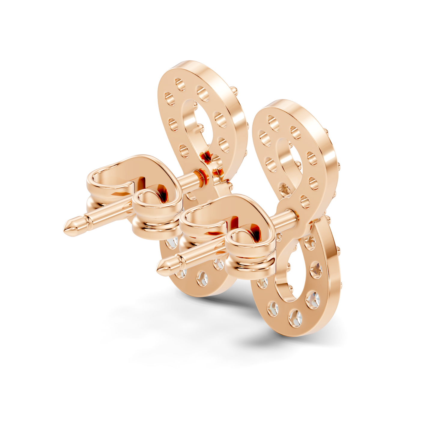 Round Shape Natural & lab grown Diamond 14k Solid Gold Shinning Unique New Studs Earrings For Weeding Wear