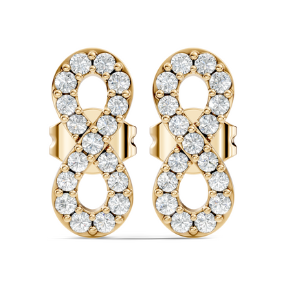 Round Shape Natural & lab grown Diamond 14k Solid Gold Shinning Unique New Studs Earrings For Weeding Wear