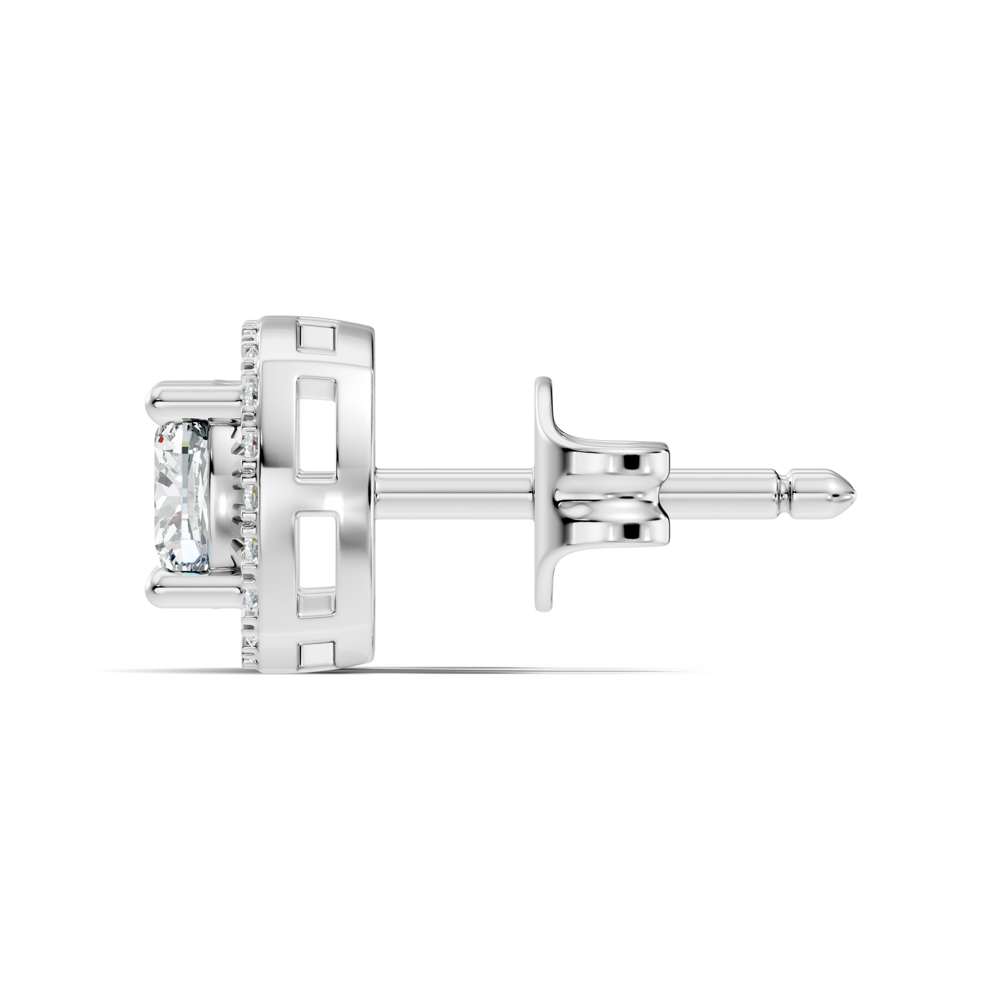 10k Solid Gold Stunning Cushion Square & Round Shape Studs Lab Grown Diamond Earrings For Women