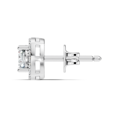 10k Solid Gold Stunning Cushion Square & Round Shape Studs Lab Grown Diamond Earrings For Women