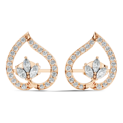Marquise & Round Shape Natural & Lab Grown Diamond Stunning New Style Earrings For Girl