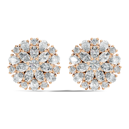 2.91 Ct Pear, Oval, Round Shape Diamond With 14k Solid Rose Gold Elegance Vintage Affordable Diamond Earrings