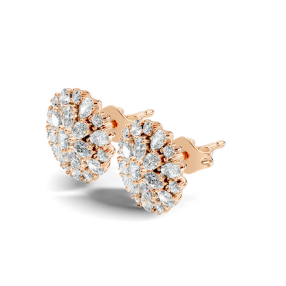 2.91 Ct Pear, Oval, Round Shape Diamond With 14k Solid Rose Gold Elegance Vintage Affordable Diamond Earrings