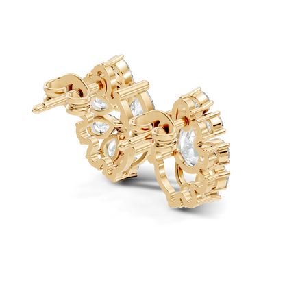 Round & Pear Shape Lab Grown Diamond 2.34 Ct With 18k Solid Gold Occasionally Wear Diamond Earrings