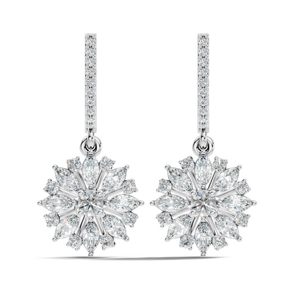 Round & Marquise Shape 2.14 Ct Lab Grown & Natural Diamond Staking Sparkling Diamond Earrings
