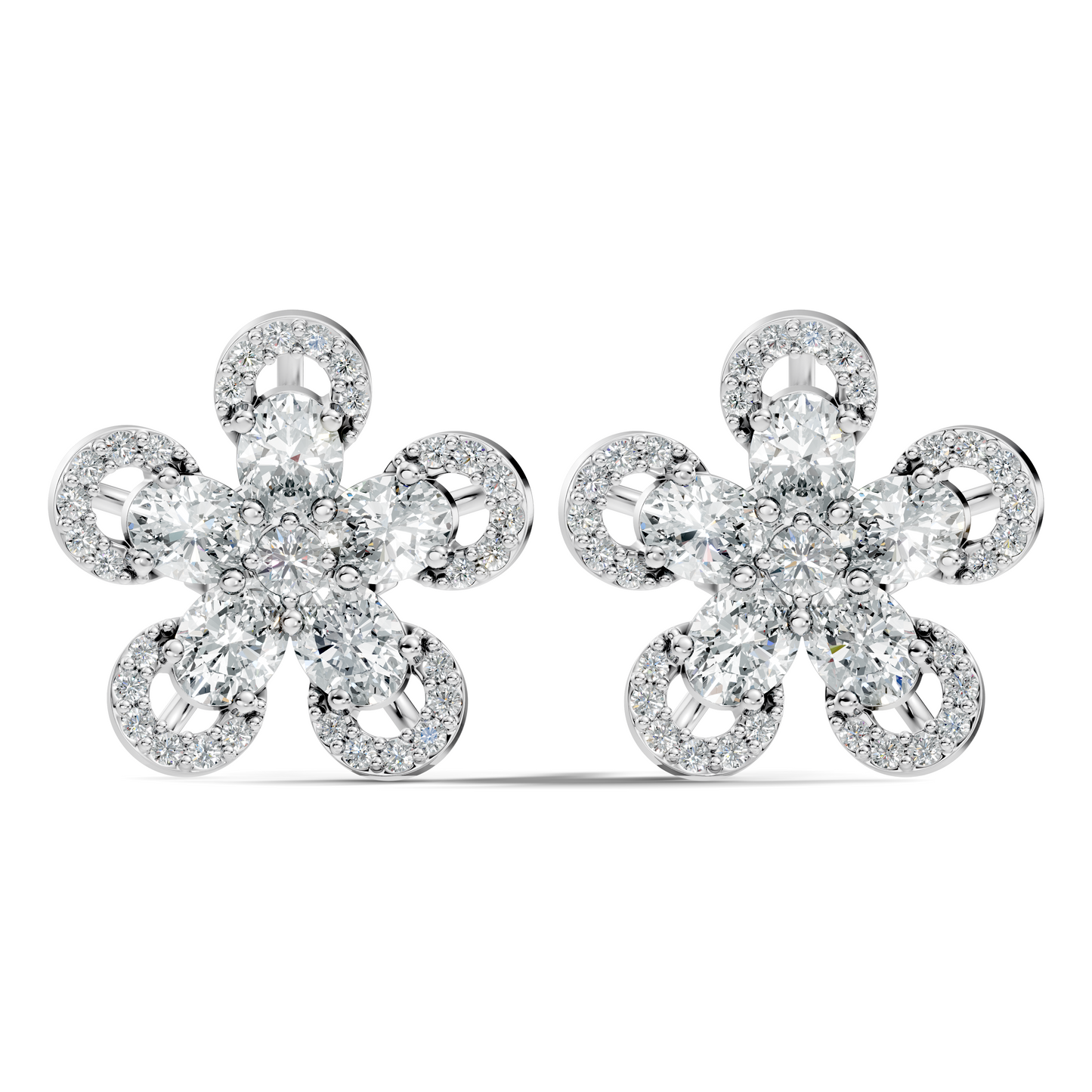 2.56 Ct Round & Oval Shape Lab Grown & Natural Diamond Every Wear Sparkling Diamond Earrings For Women