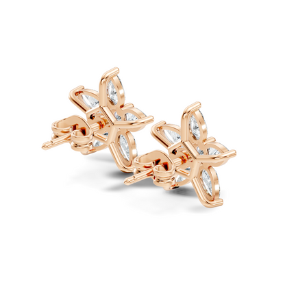 Round & Pear Shape 1.35 Ct Lab Grown Diamond 14k Solid White Gold Elegance New One Diamond Earrings