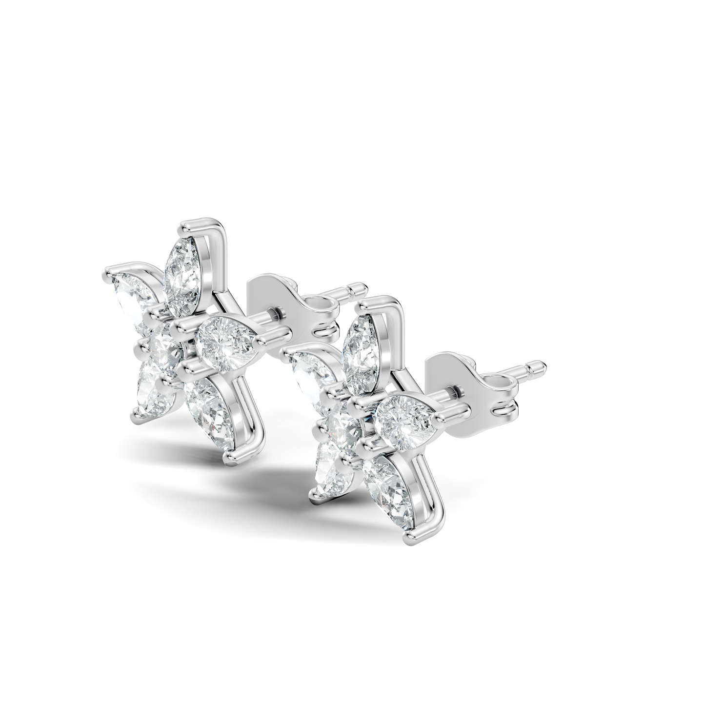 Round & Pear Shape 1.35 Ct Lab Grown Diamond 14k Solid White Gold Elegance New One Diamond Earrings