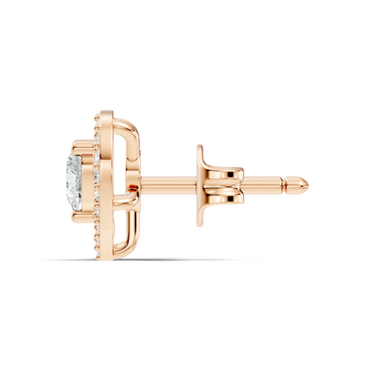 Round & Heart Shape Lab Grown Diamond 10k Solid Rose Gold Unique Diamond Earrings Anniversary Gift For Women