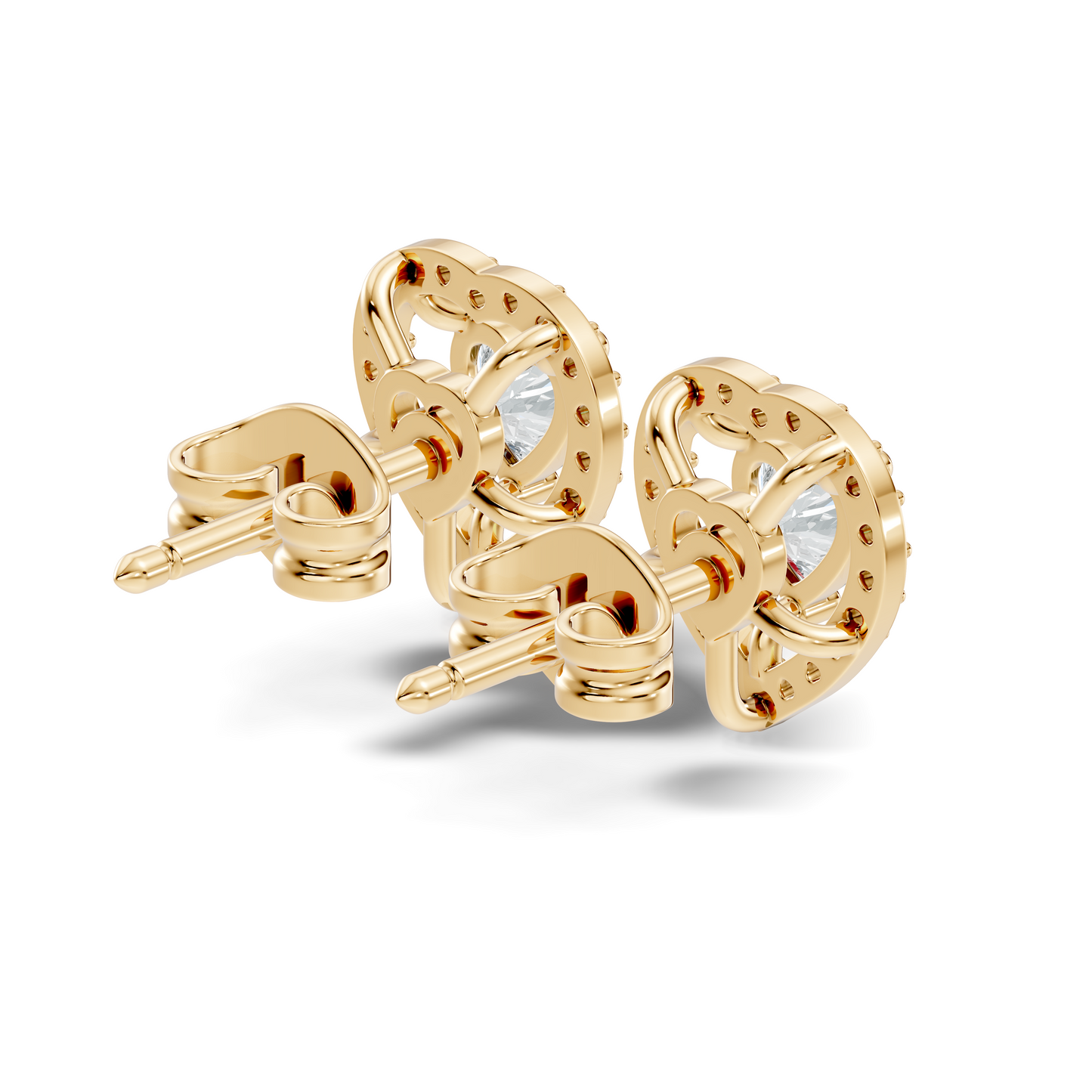 Round & Heart Shape Lab Grown Diamond 10k Solid Rose Gold Unique Diamond Earrings Anniversary Gift For Women