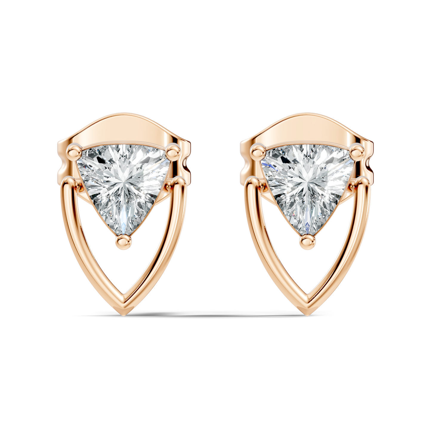 Trillion Cut Lab Grown Diamond 14k Solid White Gold Classic Affordable Diamond Earrings For Her
