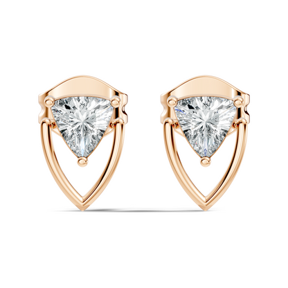 Trillion Cut Lab Grown Diamond 14k Solid White Gold Classic Affordable Diamond Earrings For Her