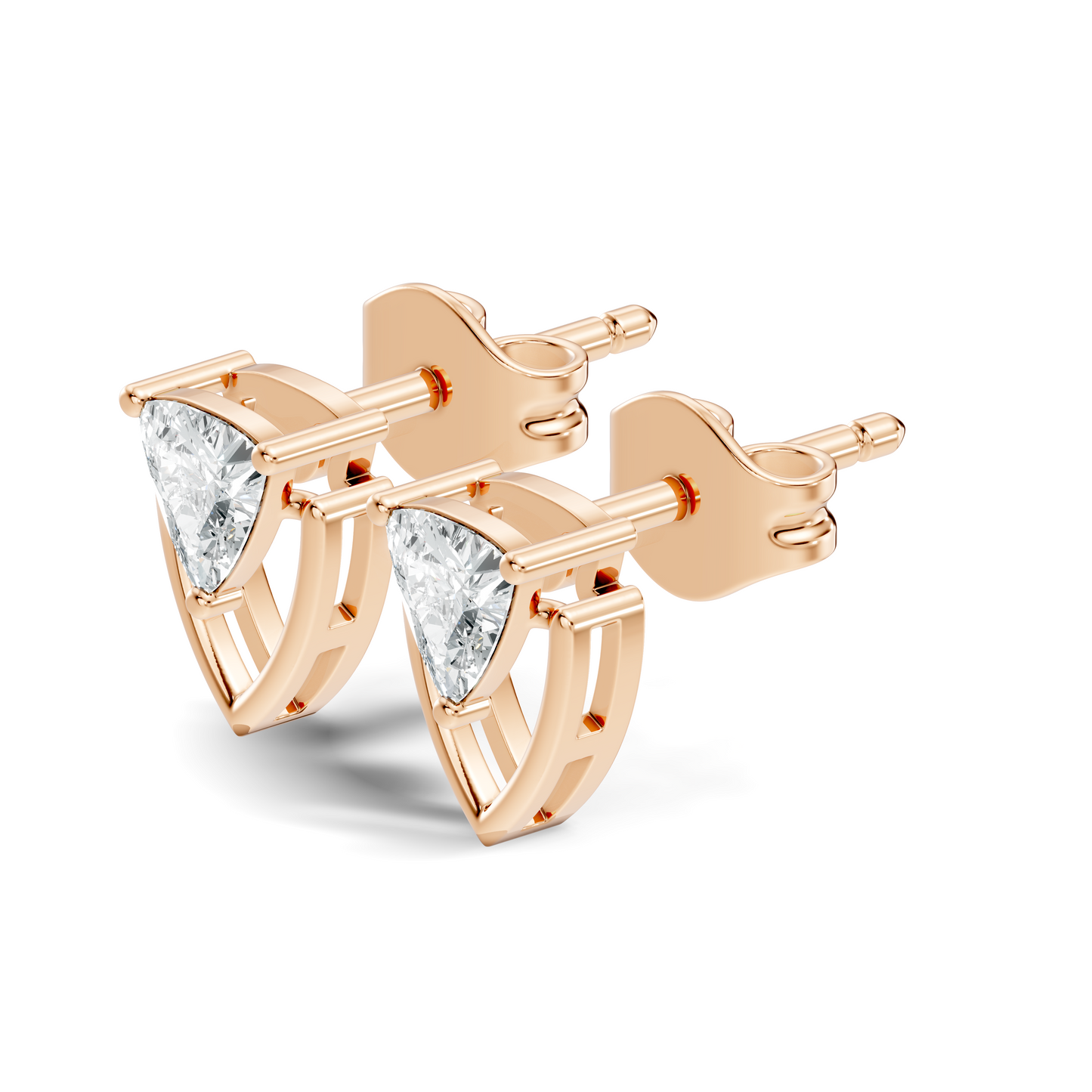 Trillion Cut Lab Grown Diamond 14k Solid White Gold Classic Affordable Diamond Earrings For Her