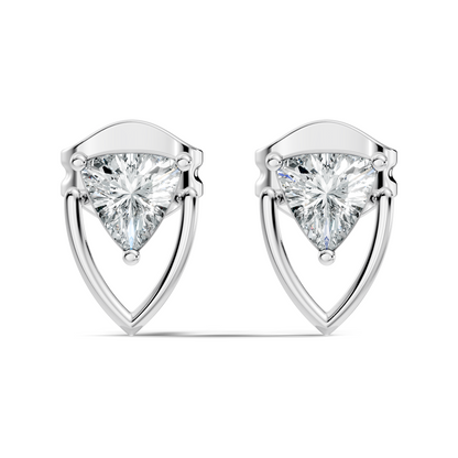 Trillion Cut Lab Grown Diamond 14k Solid White Gold Classic Affordable Diamond Earrings For Her
