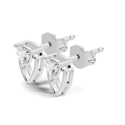 Trillion Cut Lab Grown Diamond 14k Solid White Gold Classic Affordable Diamond Earrings For Her
