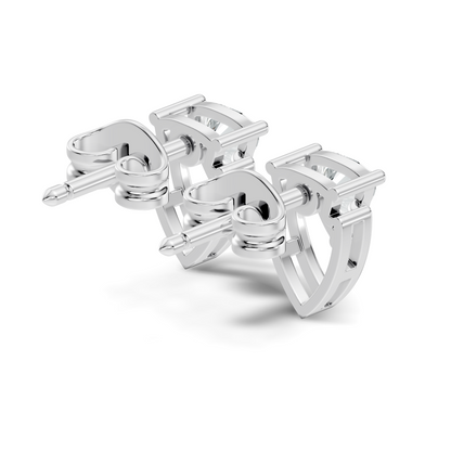 Trillion Cut Lab Grown Diamond 14k Solid White Gold Classic Affordable Diamond Earrings For Her