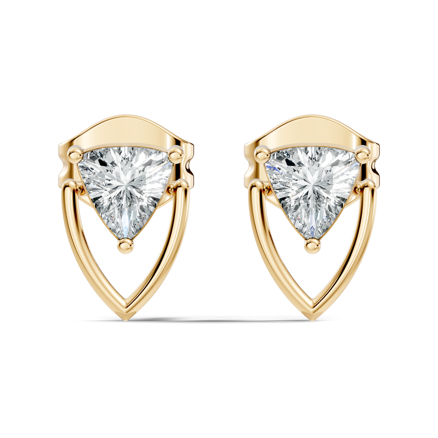Trillion Cut Lab Grown Diamond 14k Solid White Gold Classic Affordable Diamond Earrings For Her