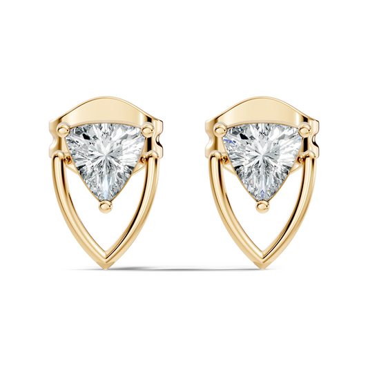 Trillion Cut Lab Grown Diamond 14k Solid White Gold Classic Affordable Diamond Earrings For Her