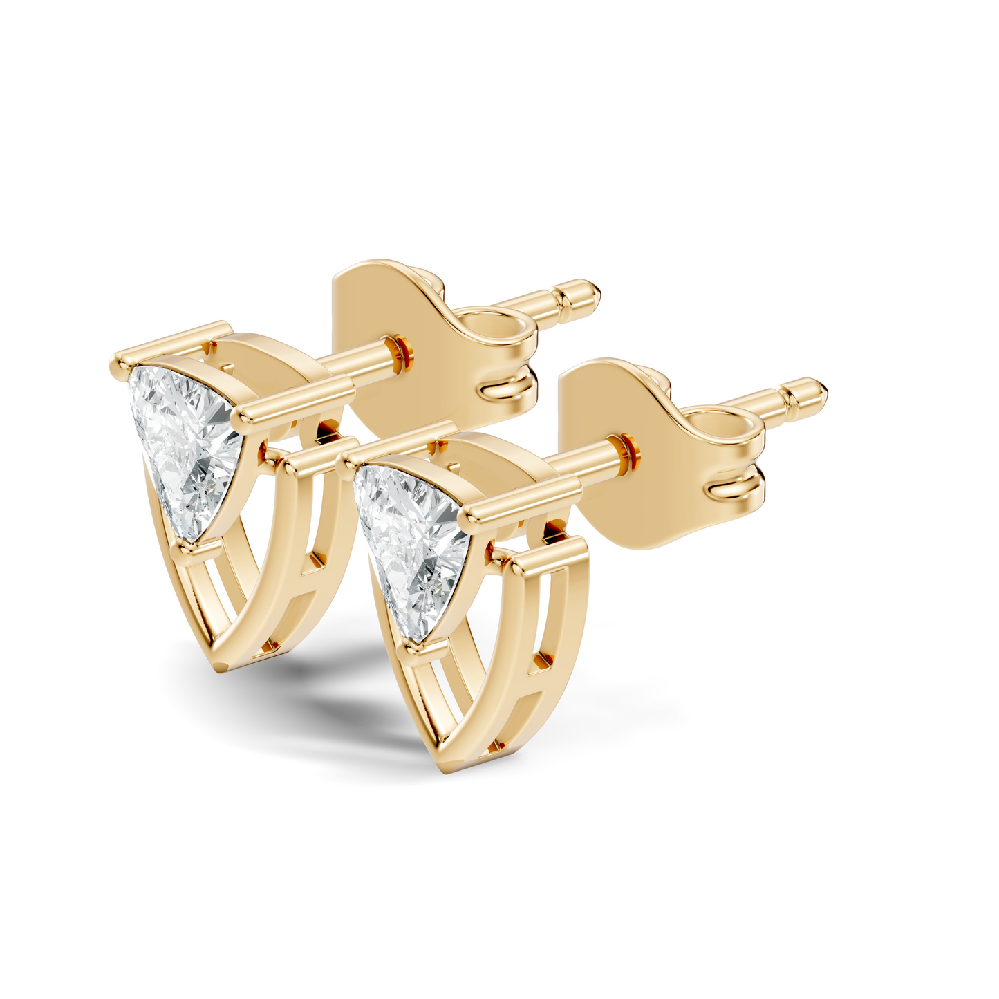 Trillion Cut Lab Grown Diamond 14k Solid White Gold Classic Affordable Diamond Earrings For Her