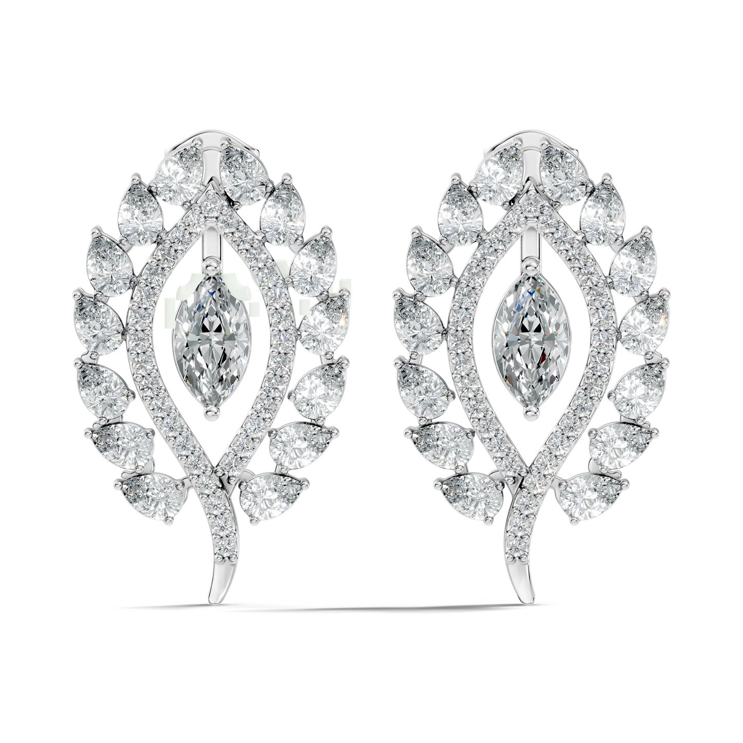 Round, Marquise & Pear Shape Lab Grown Diamond 14k Solid Gold Stunning Diamond Earrings For Wedding Wear