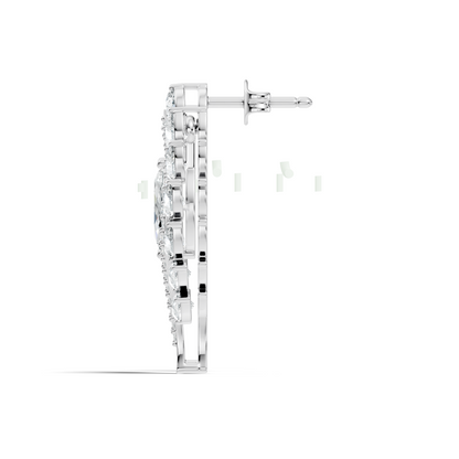 Round, Marquise & Pear Shape Lab Grown Diamond 14k Solid Gold Stunning Diamond Earrings For Wedding Wear