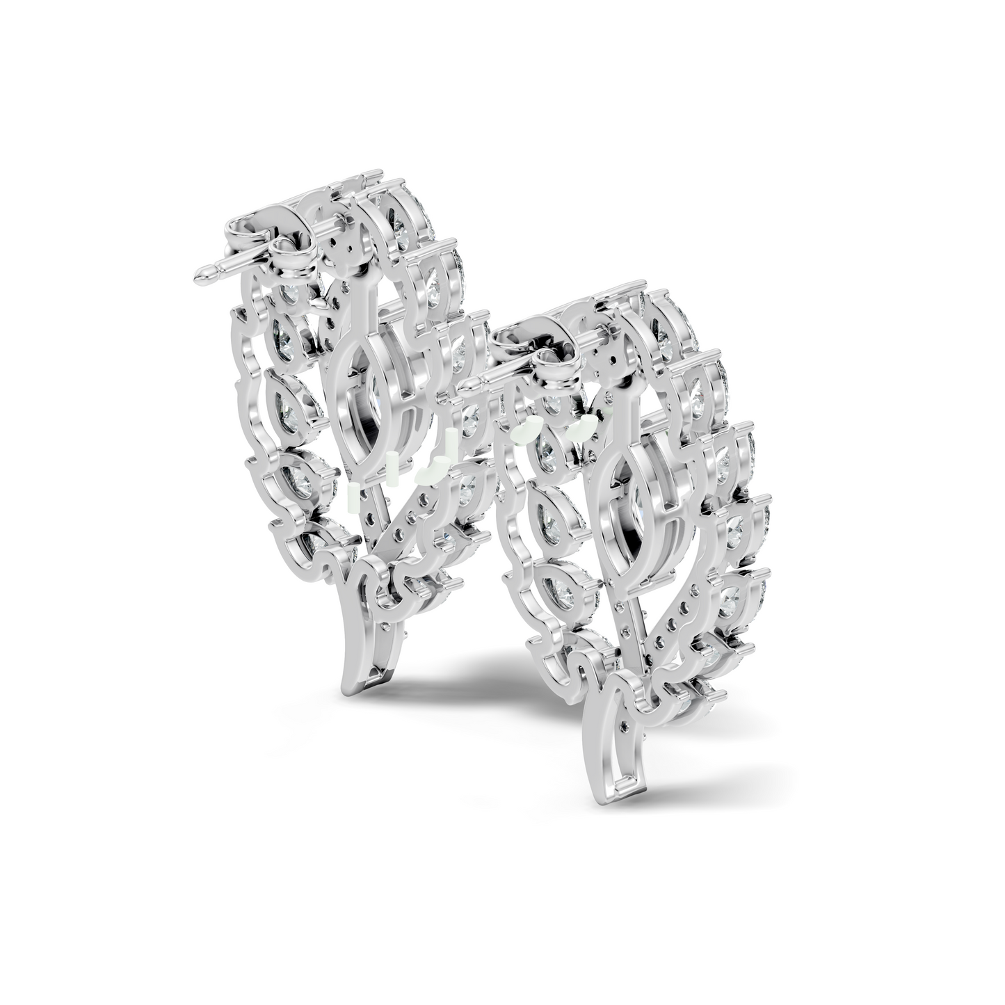 Round, Marquise & Pear Shape Lab Grown Diamond 14k Solid Gold Stunning Diamond Earrings For Wedding Wear