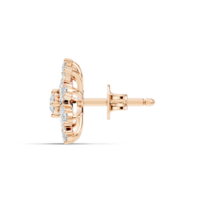 14k Solid Gold Marquise, Round, Lab Grown Diamond Sparkling Sizzling Style Diamond Earrings For Her