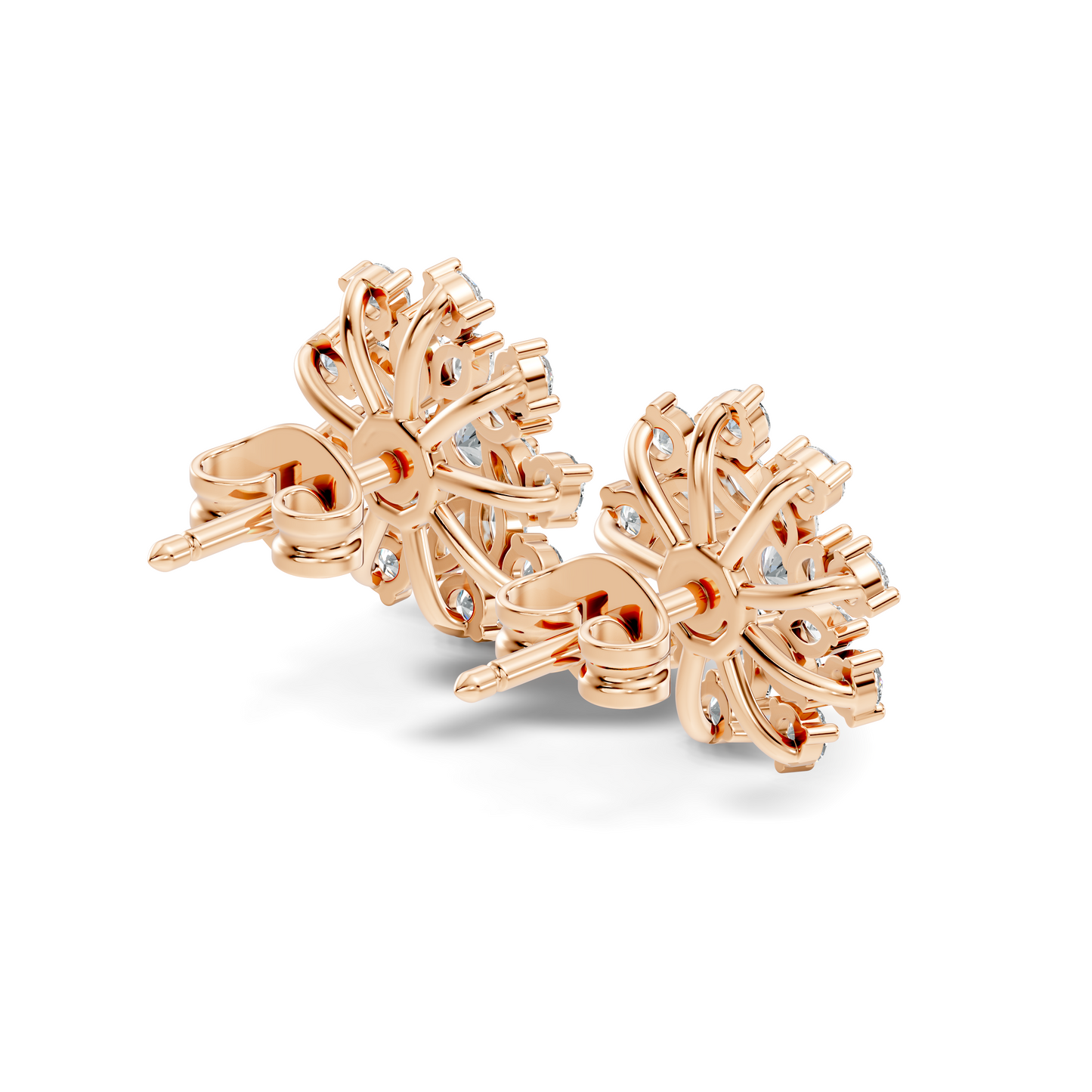 14k Solid Gold Marquise, Round, Lab Grown Diamond Sparkling Sizzling Style Diamond Earrings For Her