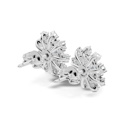 14k Solid Gold Marquise, Round, Lab Grown Diamond Sparkling Sizzling Style Diamond Earrings For Her