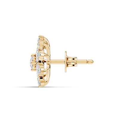 14k Solid Gold Marquise, Round, Lab Grown Diamond Sparkling Sizzling Style Diamond Earrings For Her