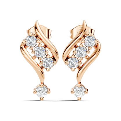 Round Shapes Lab Grown Diamond 18k Solid Gold Shiny Vintage Diamond Earrings For Birthday