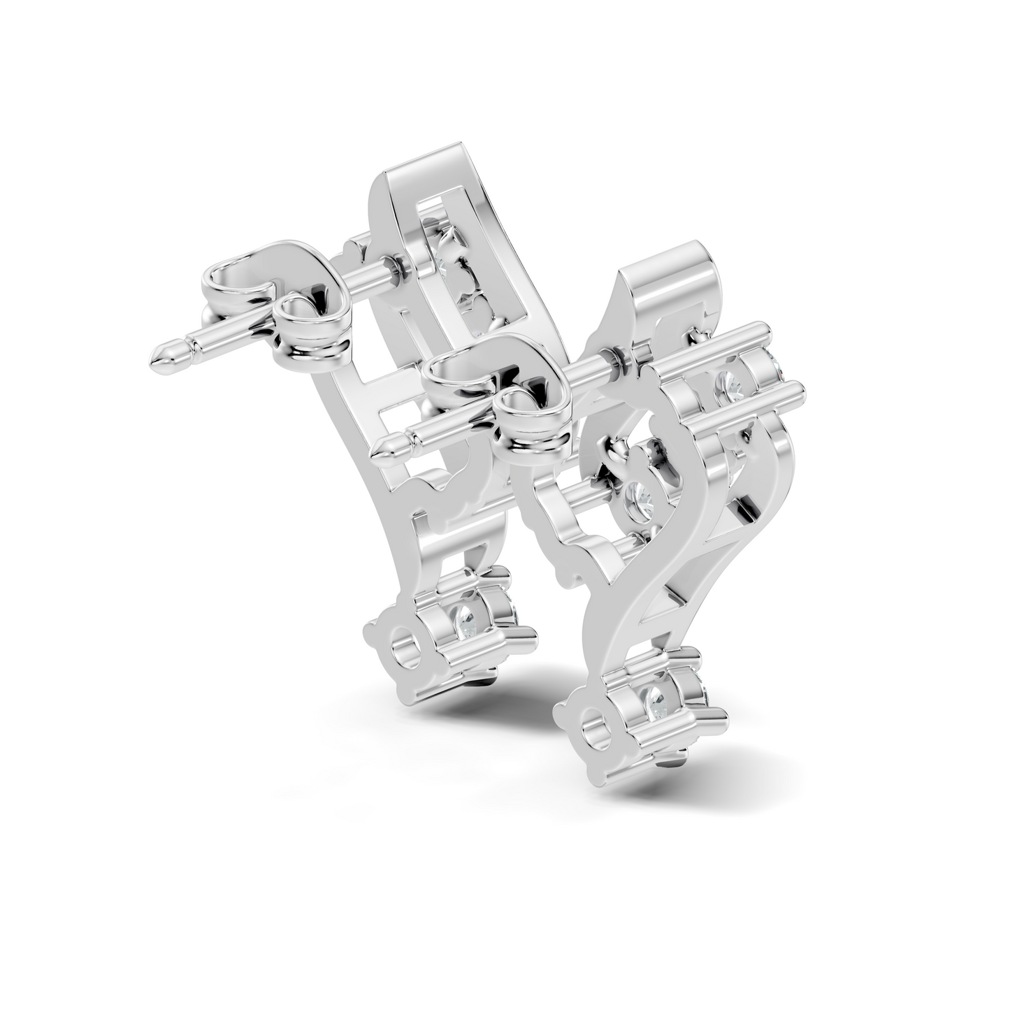 Round Shapes Lab Grown Diamond 18k Solid Gold Shiny Vintage Diamond Earrings For Birthday