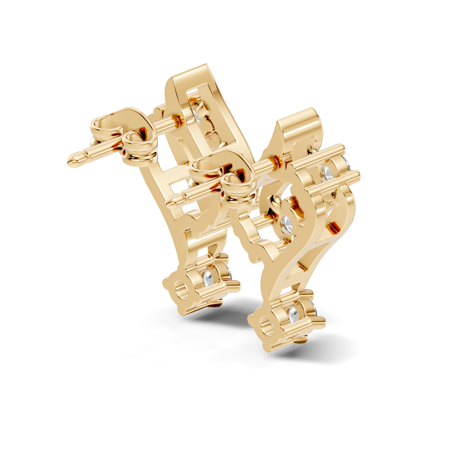 Round Shapes Lab Grown Diamond 18k Solid Gold Shiny Vintage Diamond Earrings For Birthday