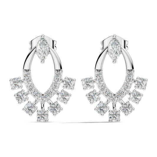 10k Solid Marquise & Round Cut Lab Grown Diamond Shine Dazzling Diamond Earrings For Women