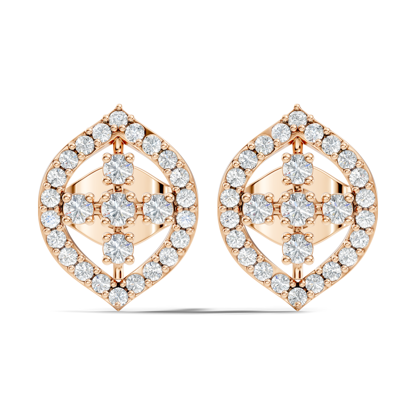 10k Solid White Gold Round Shape Lab Grown & Natural Diamond New Every Sparkle Diamond Earrings For Her