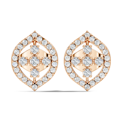 10k Solid White Gold Round Shape Lab Grown & Natural Diamond New Every Sparkle Diamond Earrings For Her