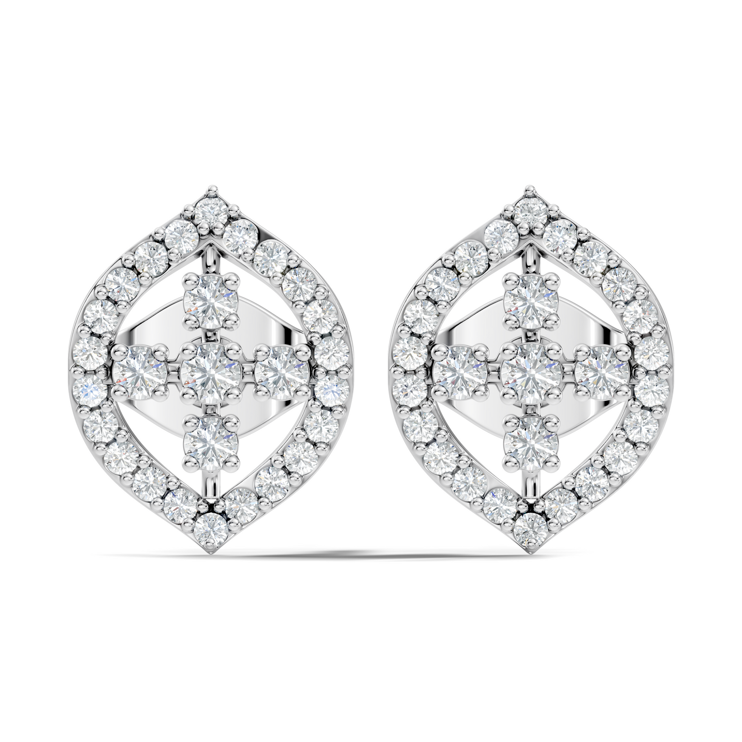 10k Solid White Gold Round Shape Lab Grown & Natural Diamond New Every Sparkle Diamond Earrings For Her