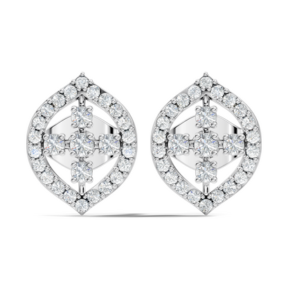 10k Solid White Gold Round Shape Lab Grown & Natural Diamond New Every Sparkle Diamond Earrings For Her